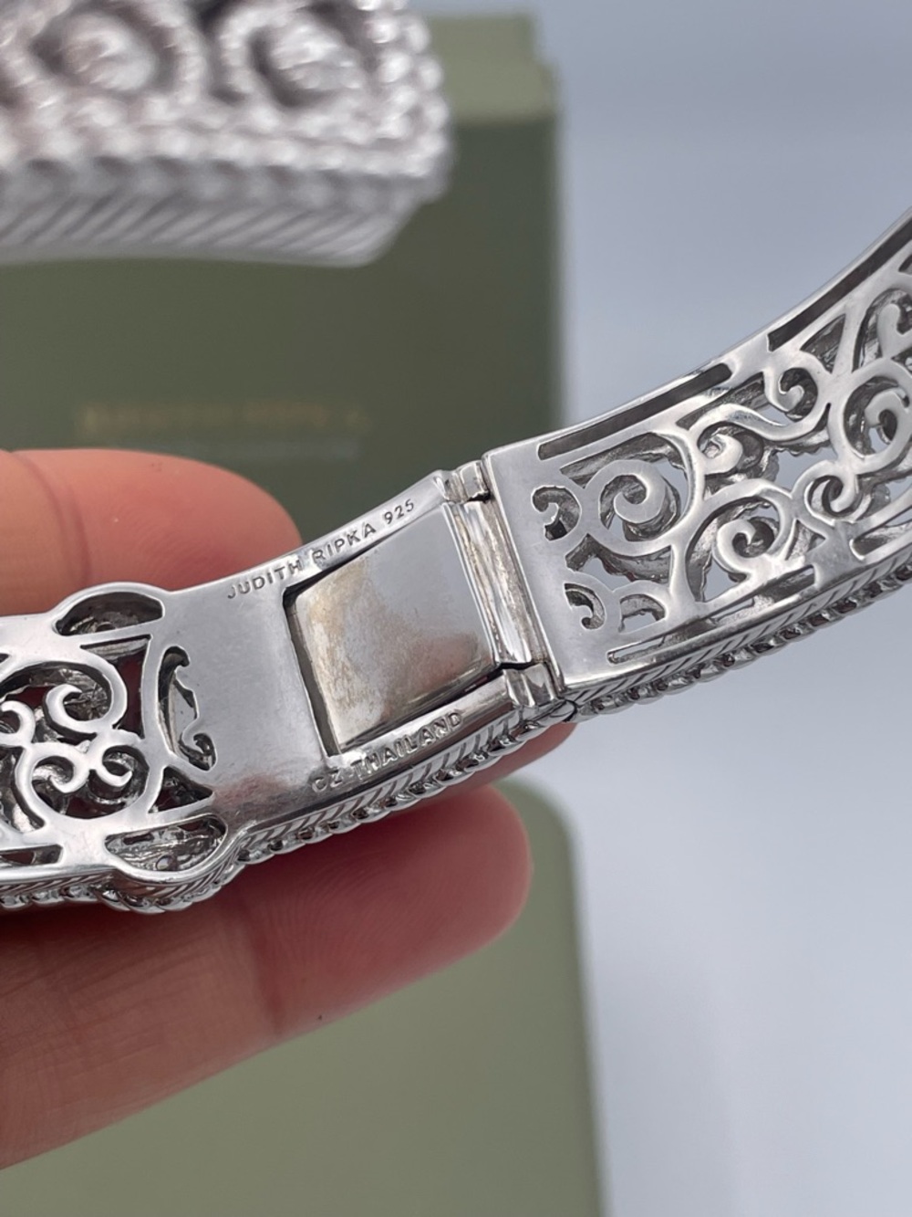 Judith Ripka Sterling Silver 925 Multi Gemstone CZ Cuff Bracelet Heavy 66.6g - Picture 8 of 15